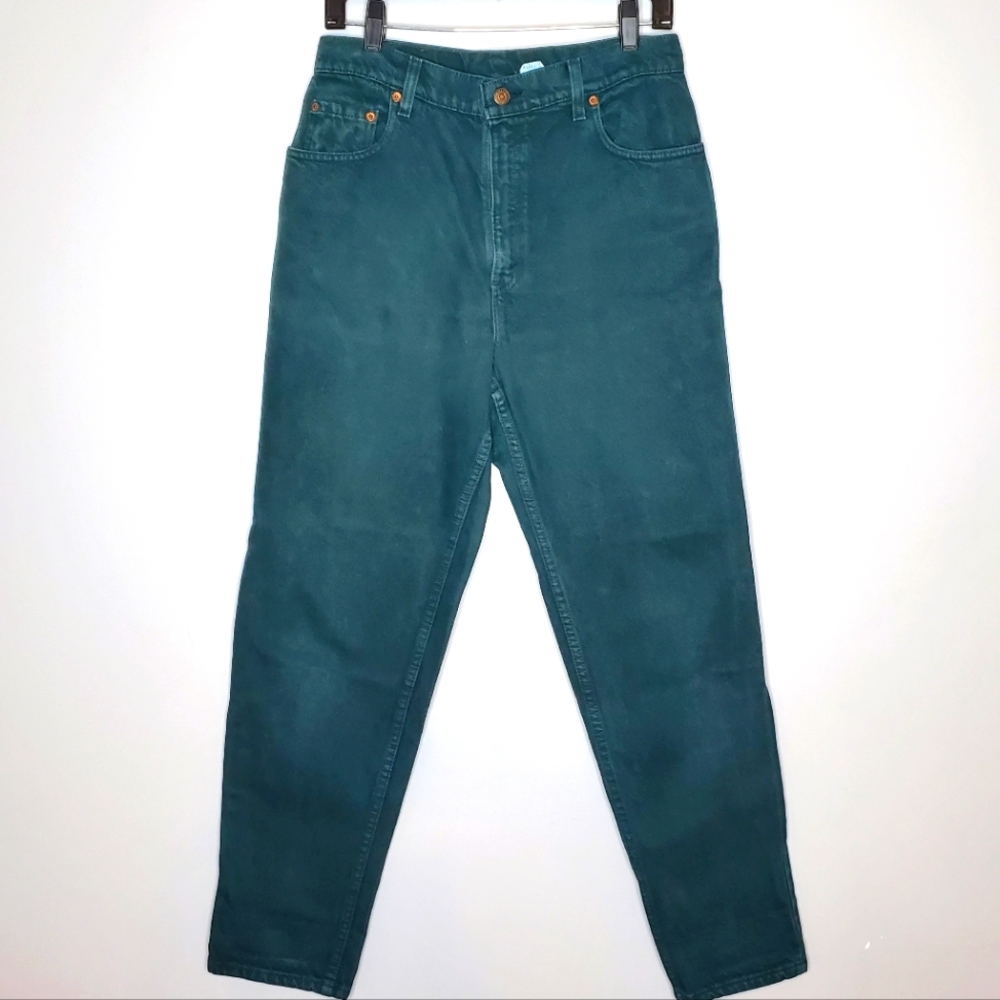Vintage 90s Levi's 551 relaxed fit tapered leg colored teal green jeans 12 USA